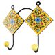 Ceramic Flower Tile Hook in Yellow And Turquoise